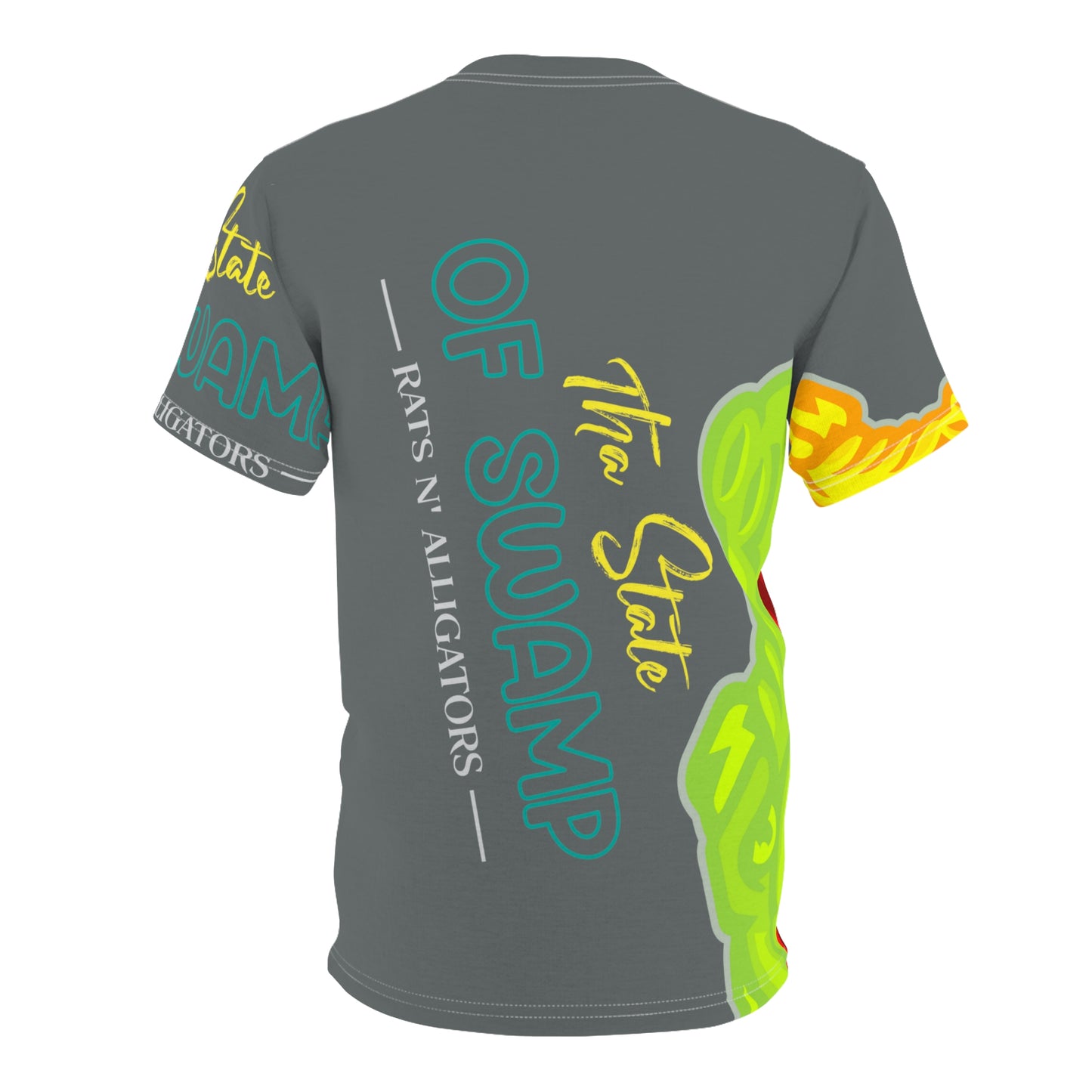 Dark Grey Flawdawear Limited Edition OG Flawda Mane “Tha State Of Swamp Rats N’ Alligators” Unisex Cut & Sew Playuz Tee