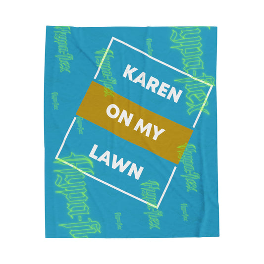 Turquoise Gator Drip Exclusive Supa-Heavy Excess-Stunna Hypa-Flex Limited Edition OG Alligator Playuz “Karen On My Lawn” Velveteen Plush Playuz Blanket