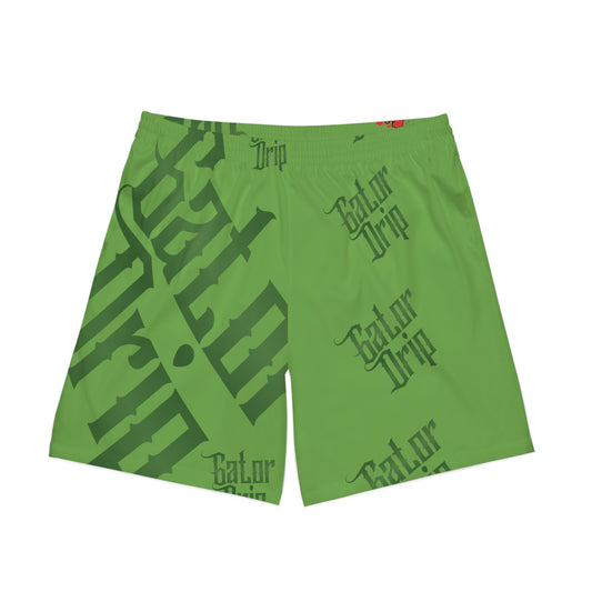 Light Green Gator Drip Exclusive Supa-Heavy Excess-Stunna Hypa-Flex Limited Edition OG Flawda Mane “Swamp Souljuz Collection” Men’s Elastic Playuz Shorts