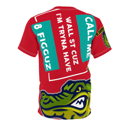 Dark Red Flawdawear Limited Edition OG Flawda Mane “Call Me Wall St Cuz I’m Tryna Have 8 Figguz” Unisex Cut & Sew Playuz Tee