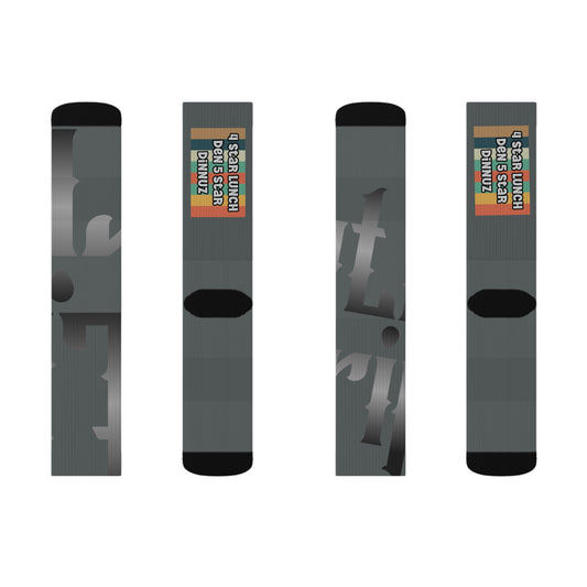 Dark Grey Gator Drip Supa-Heavy Excess-Stunna Hypa-Flex Limited Edition OG Rich Daddy “4 Star Lunch Den 5 Star Dinnuz” Medium Playuz Socks