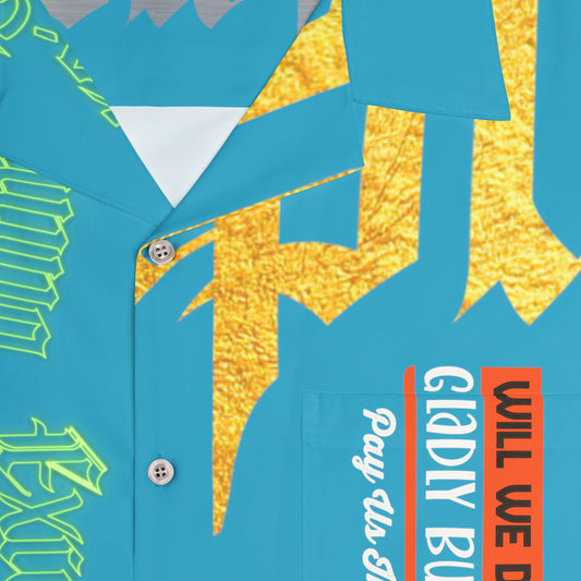 Turquoise Gator Drip Exclusive Supa-Heavy Excess-Stunna Hypa-Flex Limited Edition OG Rich Daddy “Will We Do A Show Gladly But U Gotta Pay Us In Bags G” Men’s Hawaiian Playuz Shirt