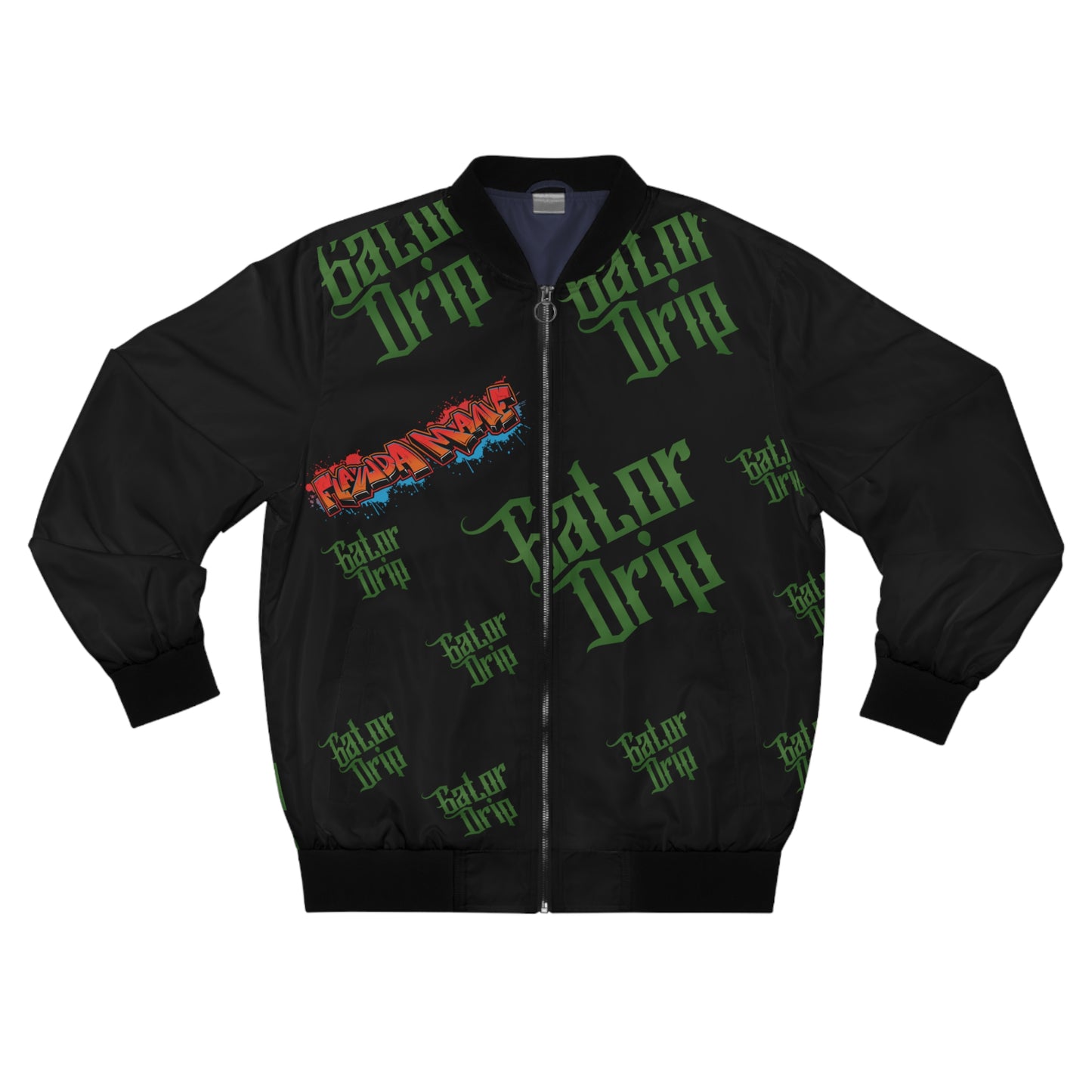 Black Gator Drip Exclusive Supa-Heavy Excess-Stunna Hypa-Flex Limited Edition OG Flawda Mane "All Black Collection" Men's Bomber Playuz Jacket