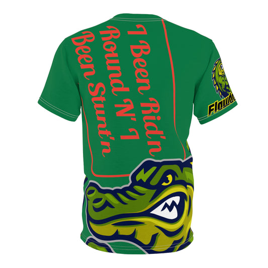 Dark Green Flawdawear Limited Edition OG Flawda Mane “I Been Rid’n Round N’ I Been Stunt’n” Unisex Cut & Sew Playuz Tee