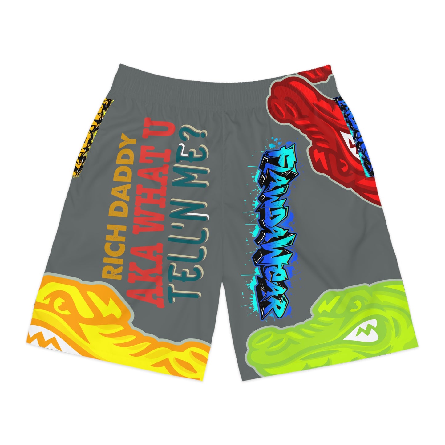 Dark Grey Flawdawear Limited Edition OG Rich Daddy “Rich Daddy AKA What U Tell’n ME?” Men’s Jogguz Playuz Shorts