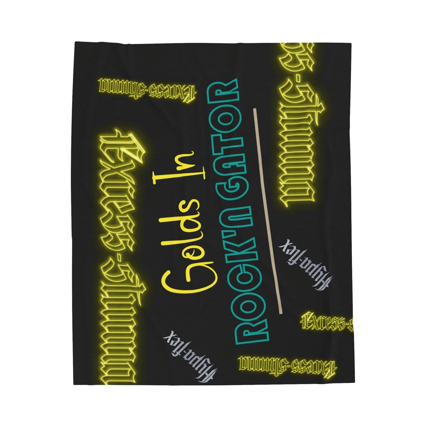 Black Gator Drip Exclusive Supa-Heavy Excess-Stunna Hypa-Flex Limited Edition OG Alligator Playuz “Golds In Rock’n Gator” Velveteen Plush Playuz Blanket