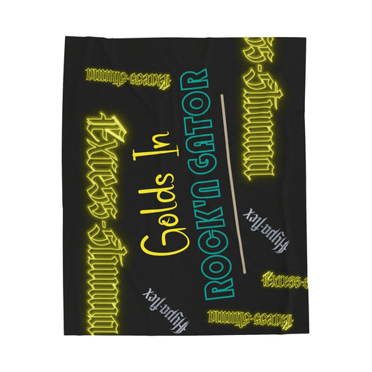 Black Gator Drip Exclusive Supa-Heavy Excess-Stunna Hypa-Flex Limited Edition OG Alligator Playuz “Golds In Rock’n Gator” Velveteen Plush Playuz Blanket