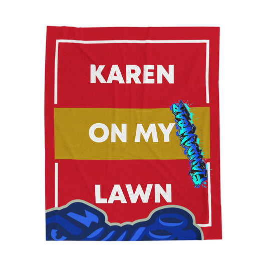 Dark Red Flawdawear Limited Edition OG Alligator Playuz “Karen On My Lawn” Velveteen Plush Playuz Blanket