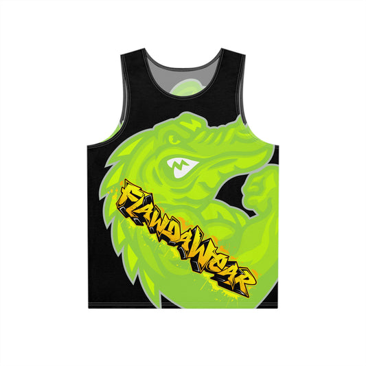 Black/Lime Flawdawear Limited Edition OG Flawda Mane “Ribs Cook’n N’ Tha Yard” Men’s Playuz Tank