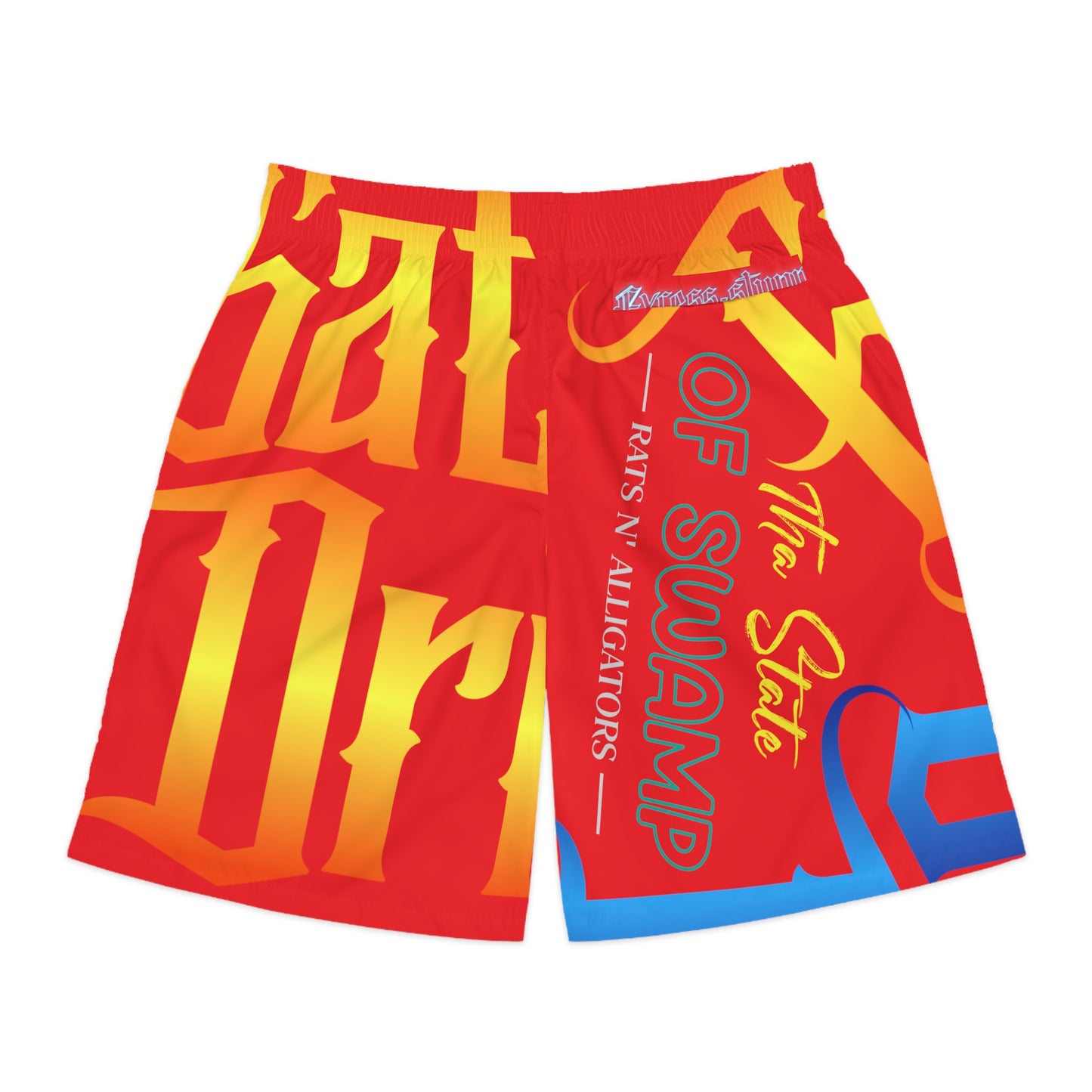 Red Gator Drip Exclusive Supa-Heavy Excess-Stunna Hypa-Flex Limited Edition OG Flawda Mane “Tha State Of Swamp Rats N’ Alligators” Men’s Jogguz Playuz Shorts