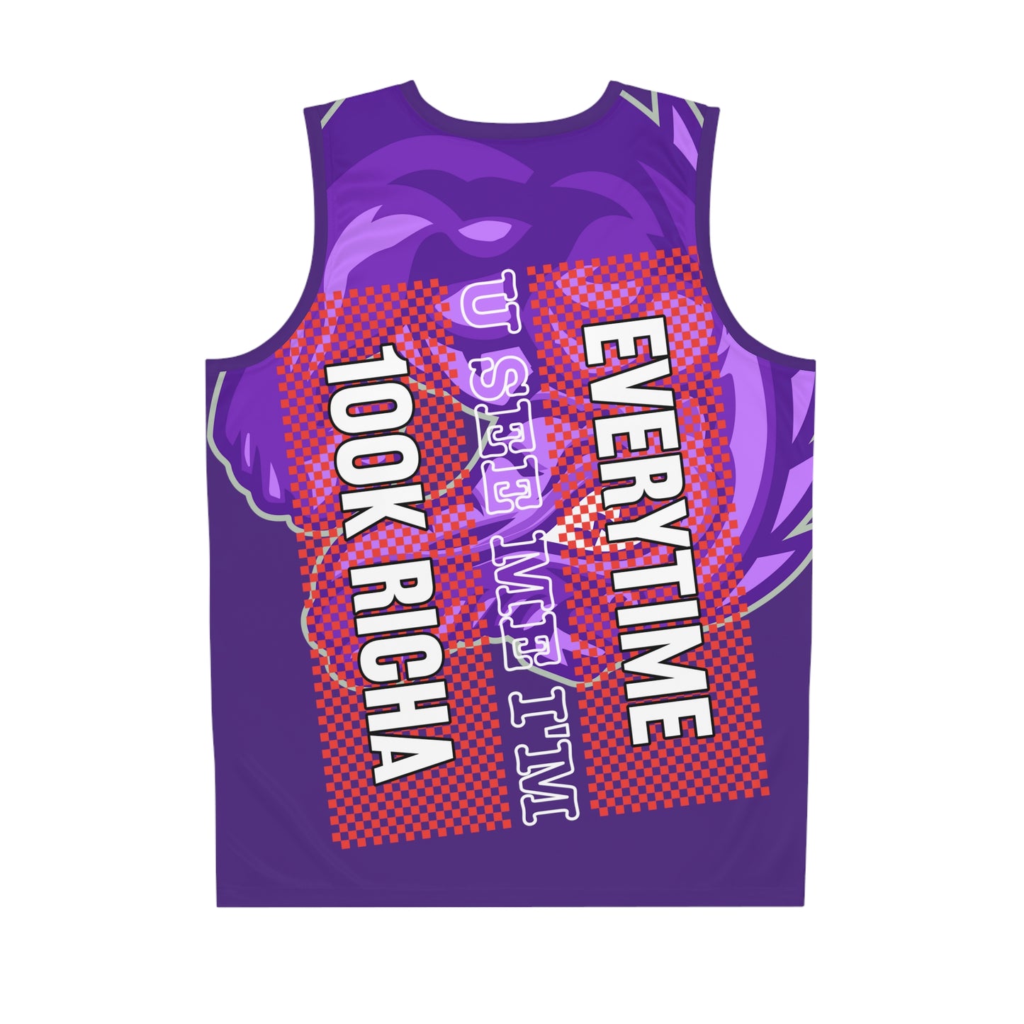 Purple Flawdawear Limited Edition OG Rich Daddy “Everytime U See Me I’m 100K Richa” Men’s Basketball Playuz Jersey
