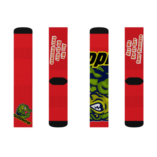Red Flawdawear Limited Edition OG Alligator Papuh Playuz “All We Do Iz Get Shit Finished” Medium Playuz Socks
