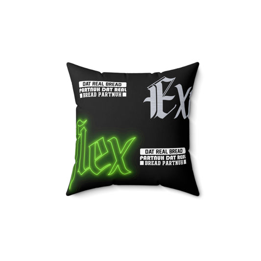 Black Gator Drip Exclusive Supa-Heavy Excess-Stunna Hypa-Flex Limited Edition OG Alligator Playuz “Dat Real Bread Partnuh Dat Real Bread Partnuh” Spun Polyester Square Playuz Pillow