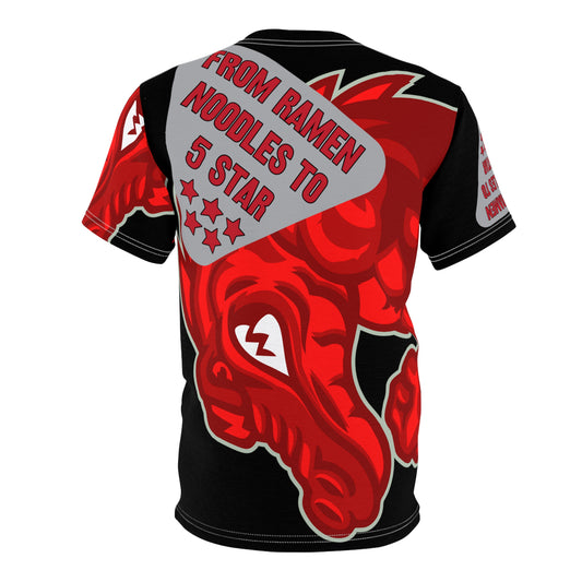 Black/Red Flawdawear Limited Edition OG Flawda Mane “From Ramen Noodles To 5 Star” Unisex Cut & Sew Playuz Tee