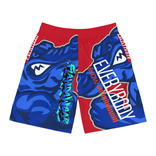 Red/Blue Flawdawear Limited Edition OG Flawda Mane “Everybody Know Me” Men’s Jogguz Playuz Shorts