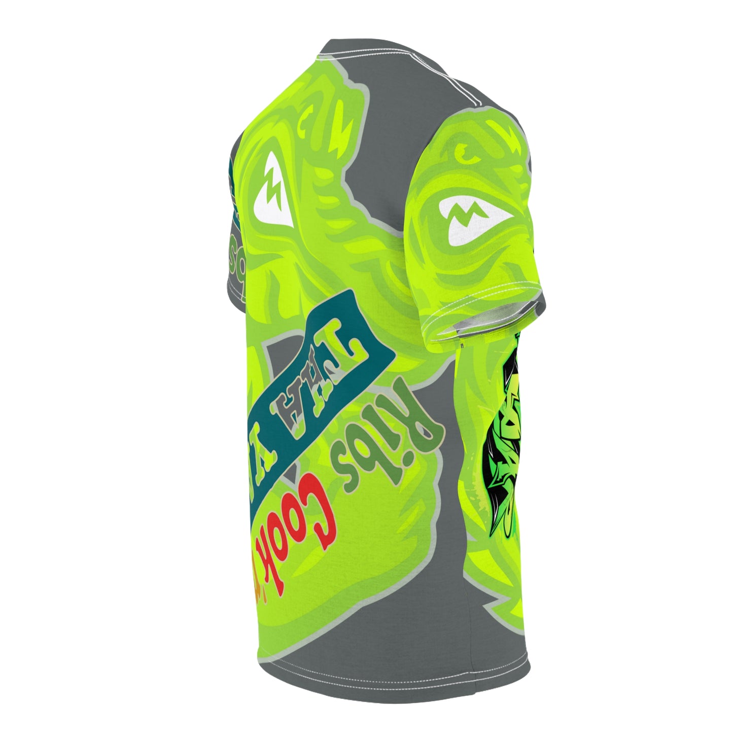 Dark Grey/Lime Flawdawear Limited Edition OG Flawda Mane “Ribs Cook’n N’ Tha Yard” Unisex Cut & Sew Playuz Tee