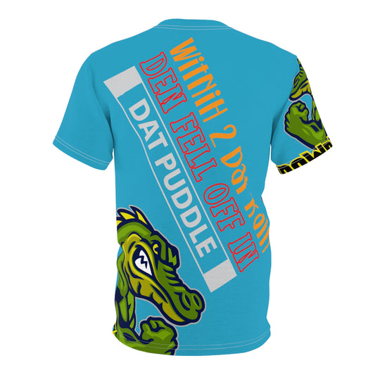 Turquoise Flawdawear Limited Edition OG Flawda Mane “Witnih 2 Dat Rain Den Fell Off In Dat Puddle” Unisex Cut & Sew Playuz Tee