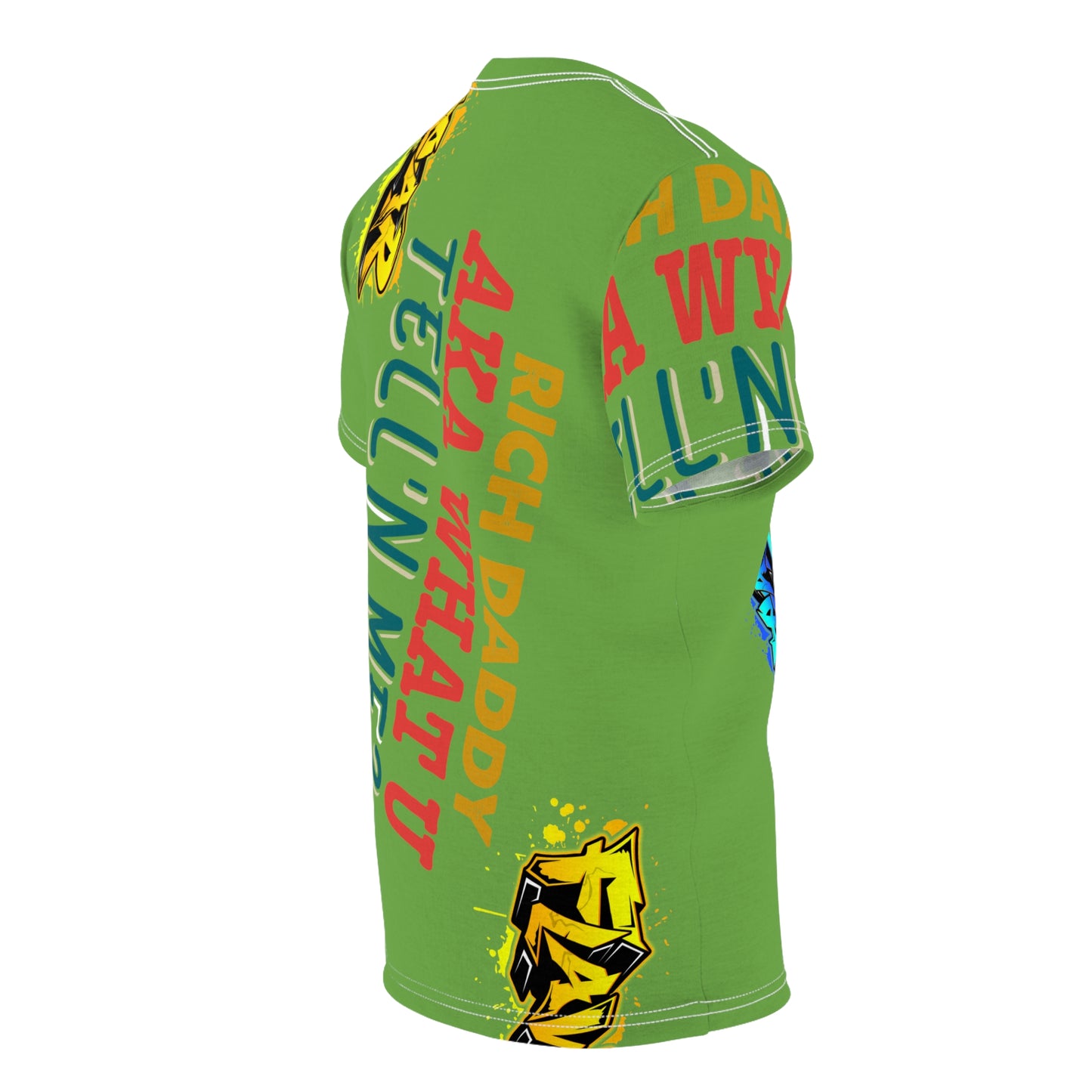 Light Green Flawdawear Limited Edition OG Rich Daddy “Rich Daddy AKA What U Tell’n ME?” Unisex Cut & Sew Playuz Tee