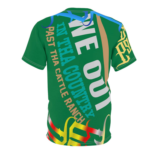 Green Gator Drip Exclusive Supa-Heavy Excess-Stunna Flex Alligator Playuz Limited Edition OG Multi-Logo Rich Daddy “We Out In Tha Country Past Tha Cattle Ranch” Unisex Cut & Sew Playuz Tee