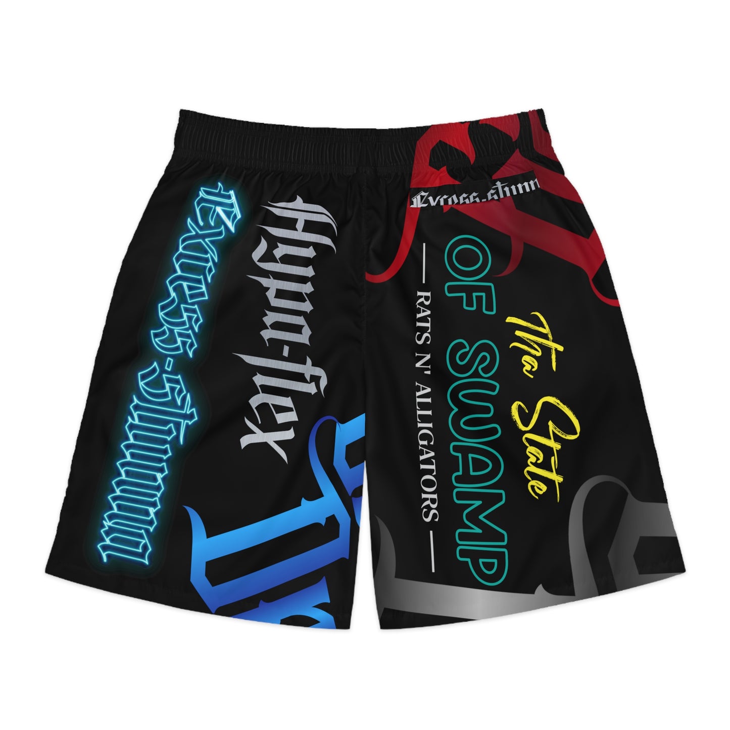 Black Gator Drip Exclusive Supa-Heavy Excess-Stunna Hypa-Flex Limited Edition OG Flawda Mane “Tha State Of Swamp Rats N’ Alligators” Men’s Jogguz Playuz Shorts