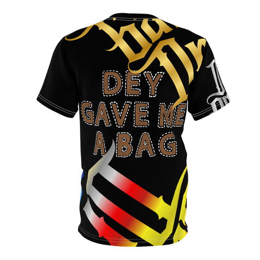 Black Gator Drip Exclusive Supa-Heavy Excess-Stunna Flex Alligator Playuz Limited Edition OG Multi-Logo Rich Daddy “Dey Gave Me A Bag" Unisex Cut & Sew Playuz Tee