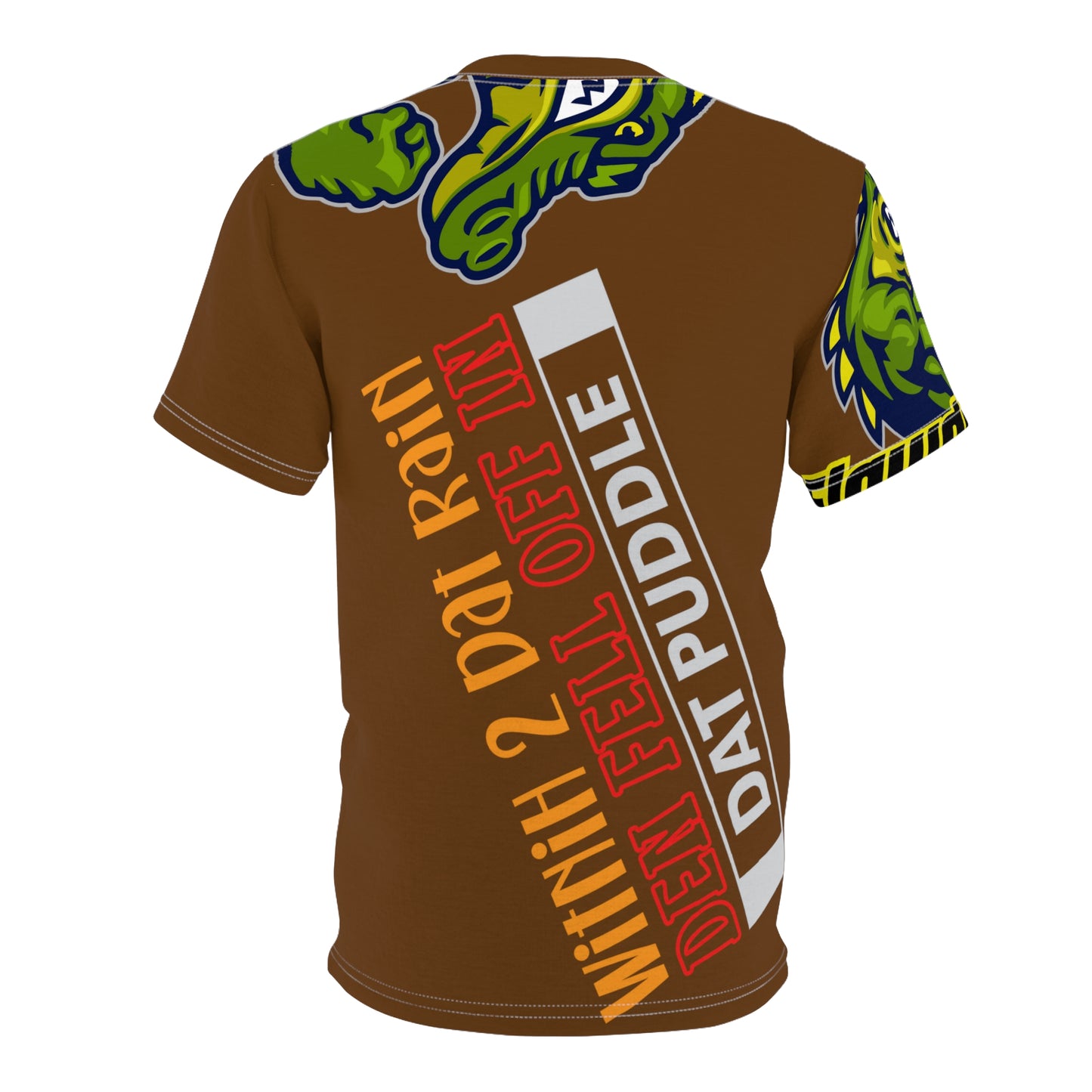 Brown Flawdawear Limited Edition OG Flawda Mane “Witnih 2 Dat Rain Den Fell Off In Dat Puddle” Unisex Cut & Sew Playuz Tee