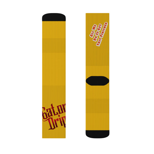 Yellow Gator Drip Supa-Heavy Excess-Stunna Hypa-Flex Limited Edition OG Alligator Papuh Playuz “All We Do Iz Get Shit Finished” Medium Playuz Socks