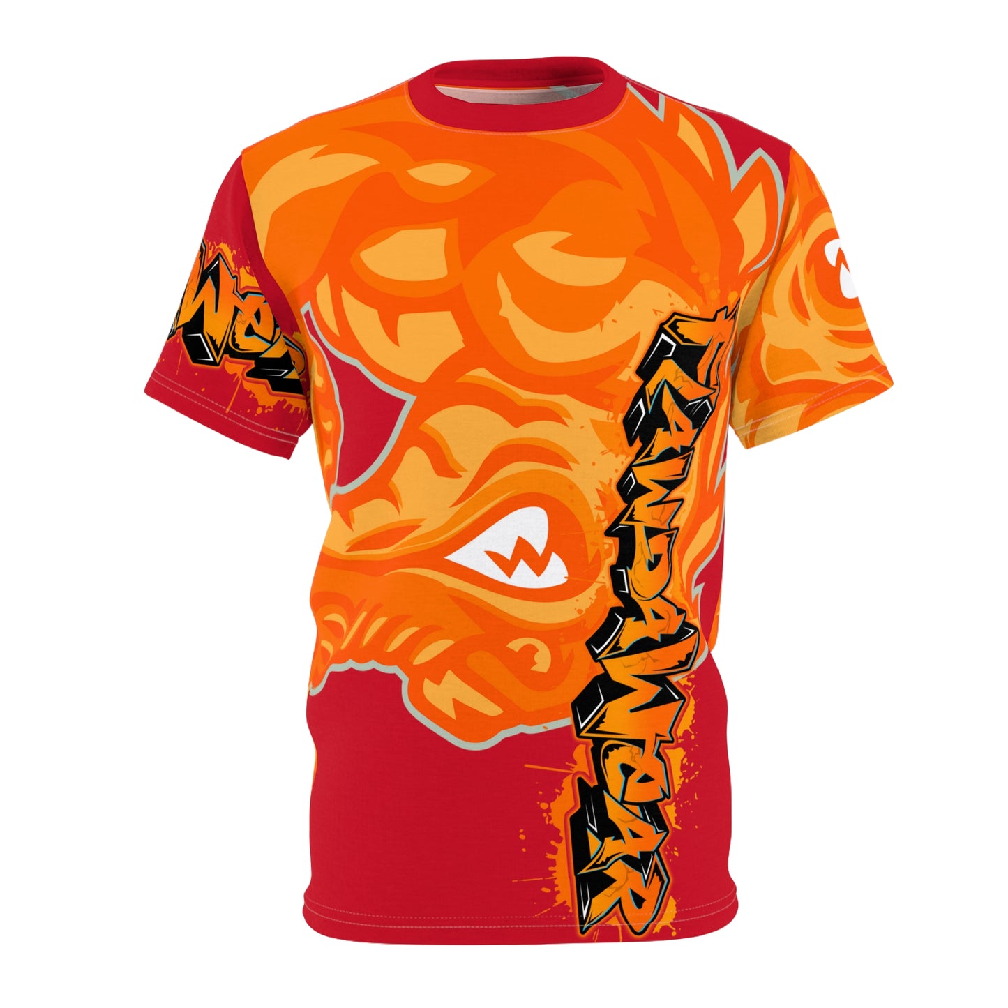 Red/Orange Flawdawear Limited Edition OG Alligator Playuz “Flawda Mane Put Dat Smoke On You” Unisex Cut & Sew Playuz Tee