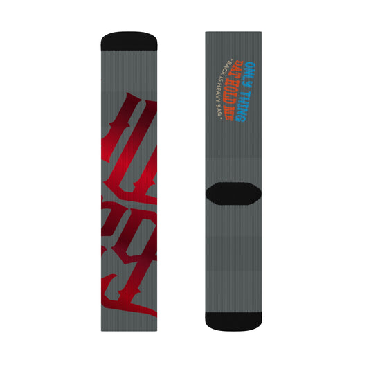 Dark Grey Gator Drip Supa-Heavy Excess-Stunna Hypa-Flex Limited Edition OG Rich Daddy “Only Thing Dat Hold Me Back Is Heavy Bag” Medium Playuz Socks