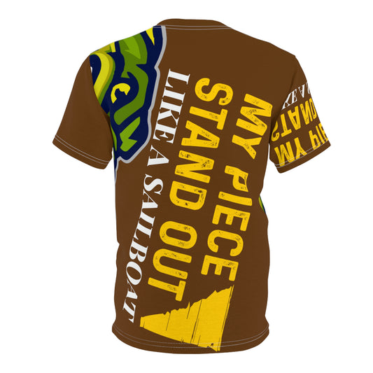 Brown Flawdawear Limited Edition OG Flawda Mane “My Piece Stand Out Like A Sailboat” Unisex Cut & Sew Playuz Tee