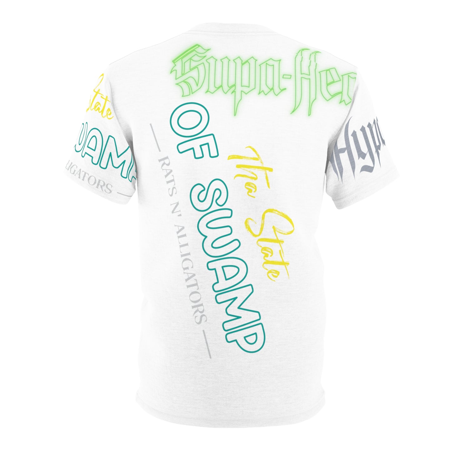 White Gator Drip Exclusive Supa-Heavy Excess-Stunna Hypa-Flex Limited Edition OG Flawda Mane “Tha State Of Swamp Rats N’ Alligators” Unisex Cut & Sew Playuz Tee