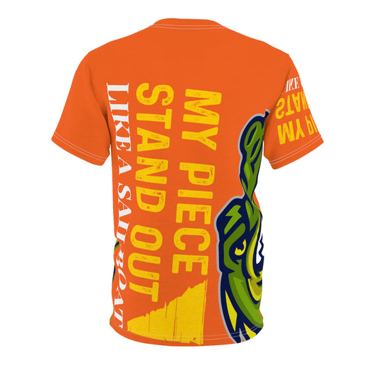 Orange Flawdawear Limited Edition OG Flawda Mane “My Piece Stand Out Like A Sailboat” Unisex Cut & Sew Playuz Tee