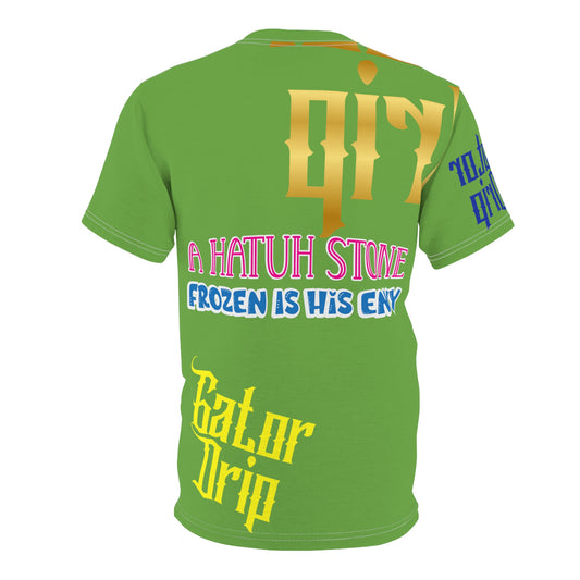 Green Gator Drip Exclusive Supa-Heavy Excess-Stunna Flex Alligator Playuz Limited Edition OG Multi-Logo Rich Daddy “A Hatuh Stone Frozen In His Envy" Unisex Cut & Sew Playuz Tee