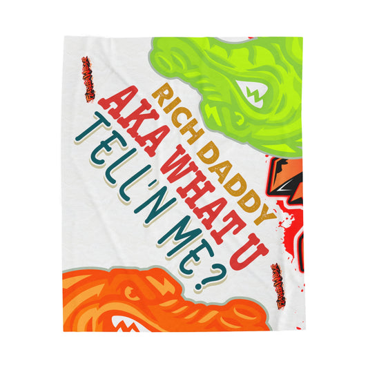 White Flawdawear Limited Edition OG Rich Daddy “Rich Daddy AKA What U Tell’n Me” Velveteen Plush Playuz Blanket
