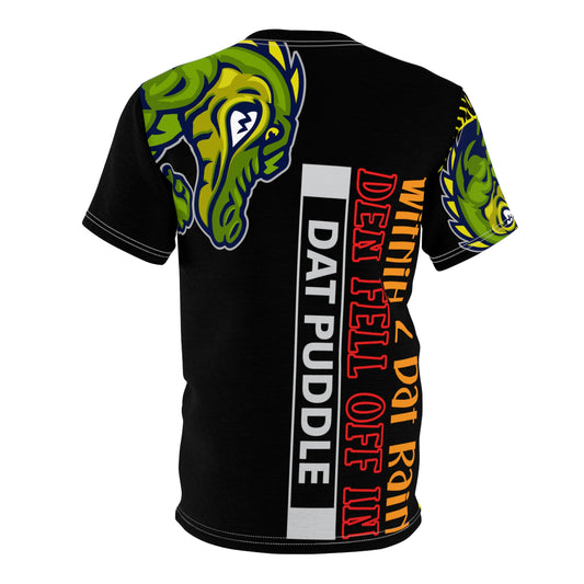 Black Flawdawear Limited Edition OG Flawda Mane “Witnih 2 Dat Rain Den Fell Off In Dat Puddle” Unisex Cut & Sew Playuz Tee