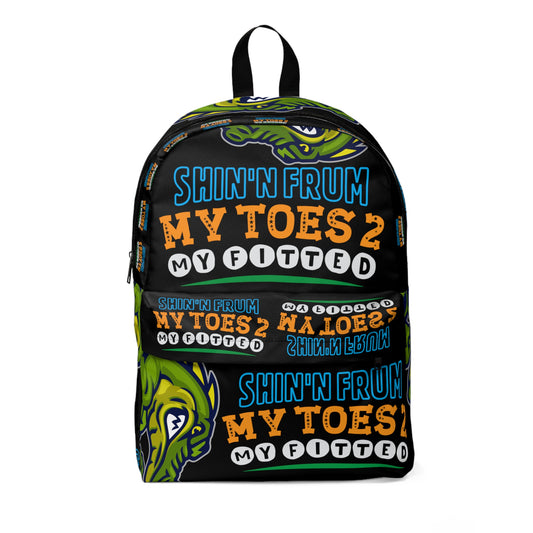 Black Flawdawear Limited Edition OG Rich Daddy "Shin'n Frum My Toes 2 My Fitted" Classic Backpack