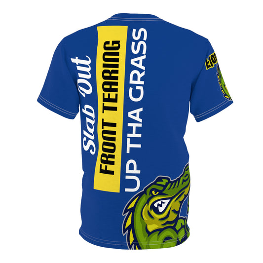 Dark Blue Flawdawear Limited Edition OG Flawda Mane “Slab Out Front Terring Up Tha Grass” Unisex Cut & Sew Playuz Tee