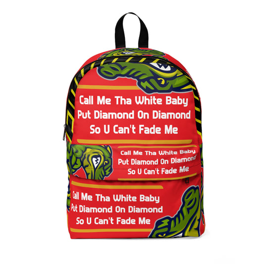 Red Flawdawear Limited Edition OG Rich Daddy "Call Me Tha White Baby Put Diamond On Diamond So U Can't Fade Me" Classic Backpack