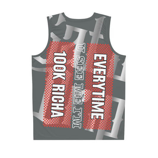 Dark Grey Gator Drip Exclusive Supa-Heavy Excess-Stunna Hypa-Flex Limited Edition OG Multi-Logo Rich Daddy “Everytime U See Me I’m 100k Richa" Basketball Playuz Jersey