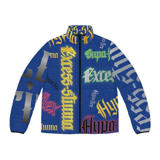 Dark Blue Gator Drip Exclusive Supa-Heavy Excess-Stunna Hypa-Flex Limited Edition OG "Excess-Stunna Collection" Men's Puffer Jacket