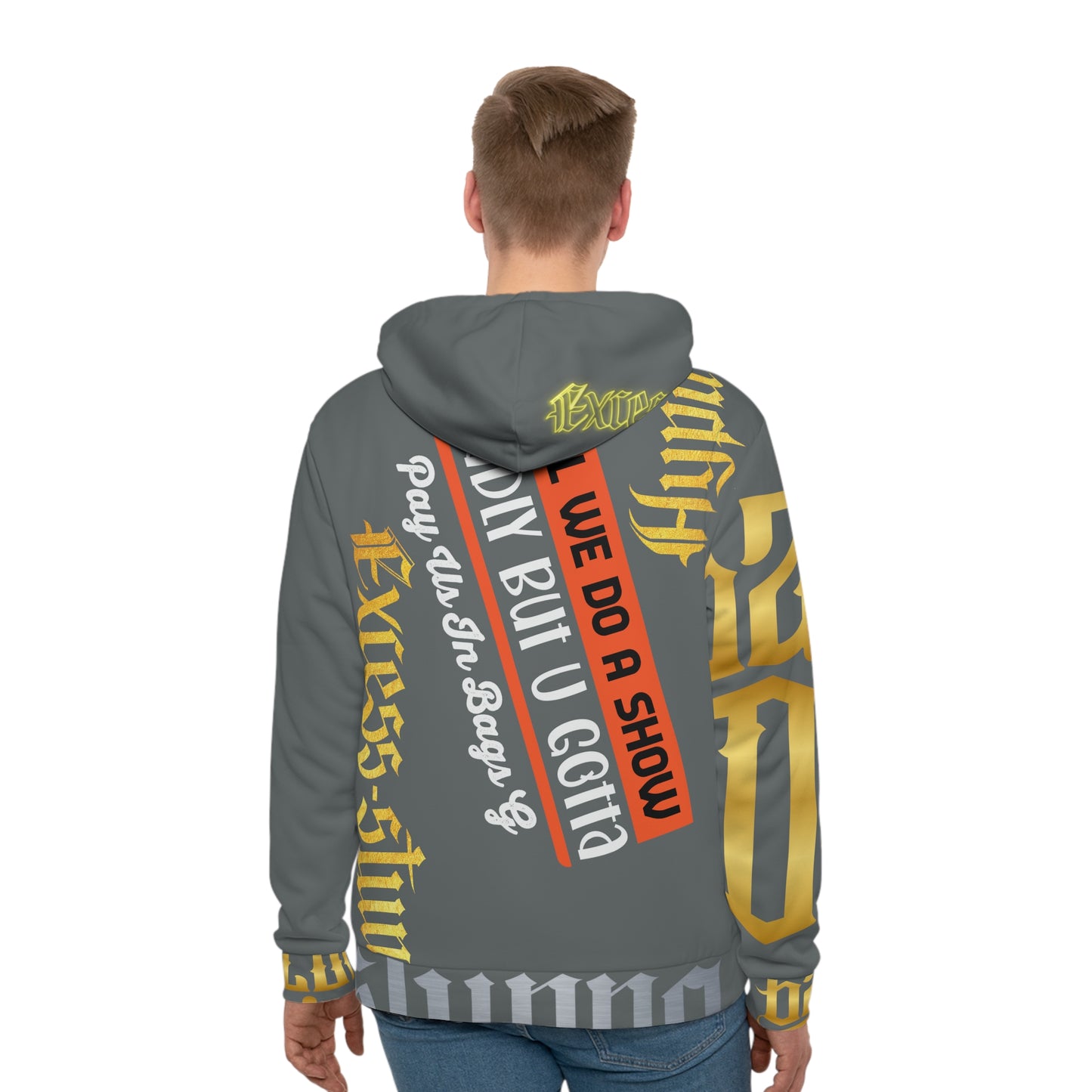 Dark Grey Gator Drip Exclusive Supa-Heavy Excess-Stunna Hypa-Flex Limited Edition OG Rich Daddy “Will We Do A Show Gladly But U Gotta Pay Us In Bags G” Men's Playuz Hoodie