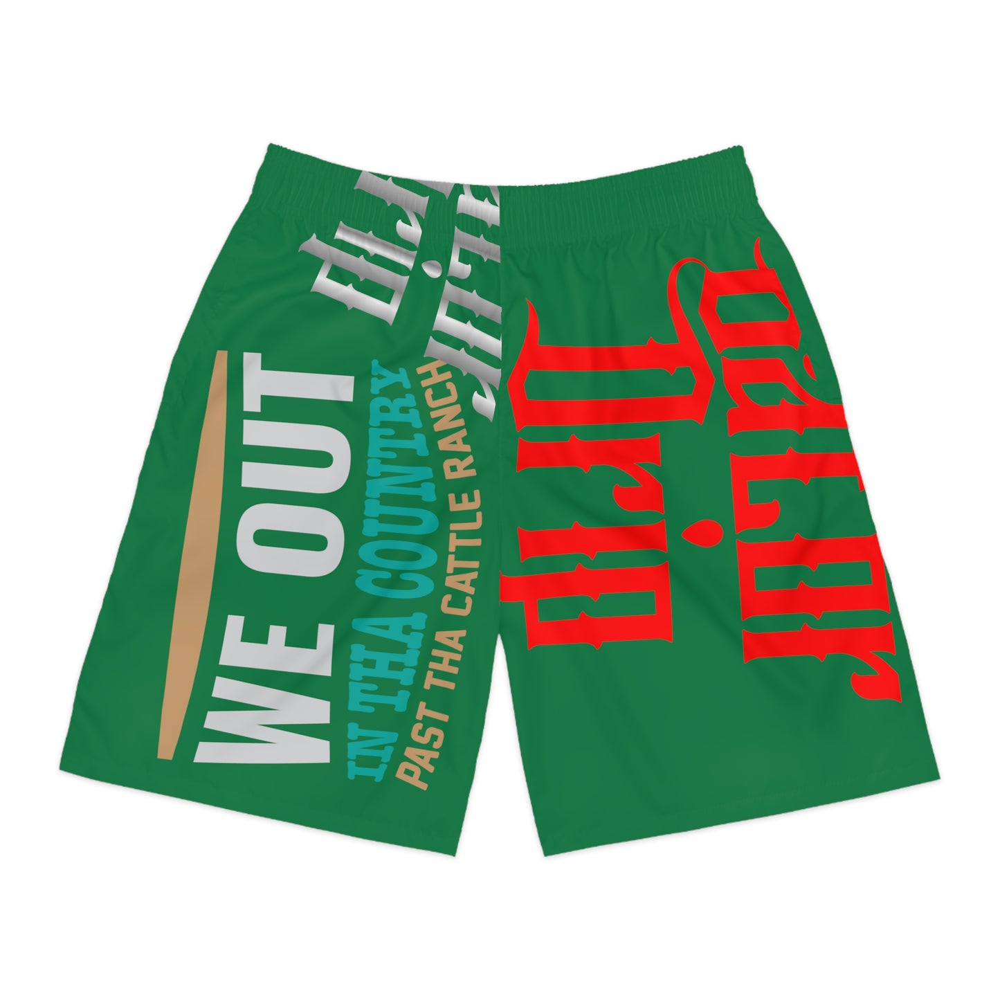 Green Gator Drip Exclusive Supa-Heavy Excess-Stunna Flex Alligator Playuz Limited Edition OG Multi-Logo Rich Daddy “We Out In Tha Country Past Tha Cattle Ranch” Men’s Jogguz Playuz Shorts