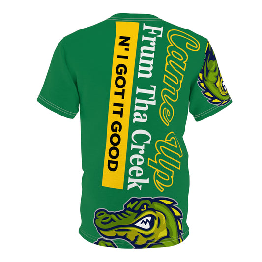 Dark Green Flawdawear Limited Edition OG Flawda Mane “Came Up Frum Tha Creek N’ I Got It Good” Unisex Cut & Sew Playuz Tee