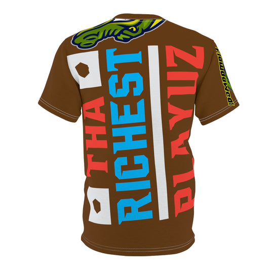 Brown Flawdawear Limited Edition OG Alligator Papuh Playuz “Tha Richest Playuz” Unisex Cut & Sew Playuz Tee