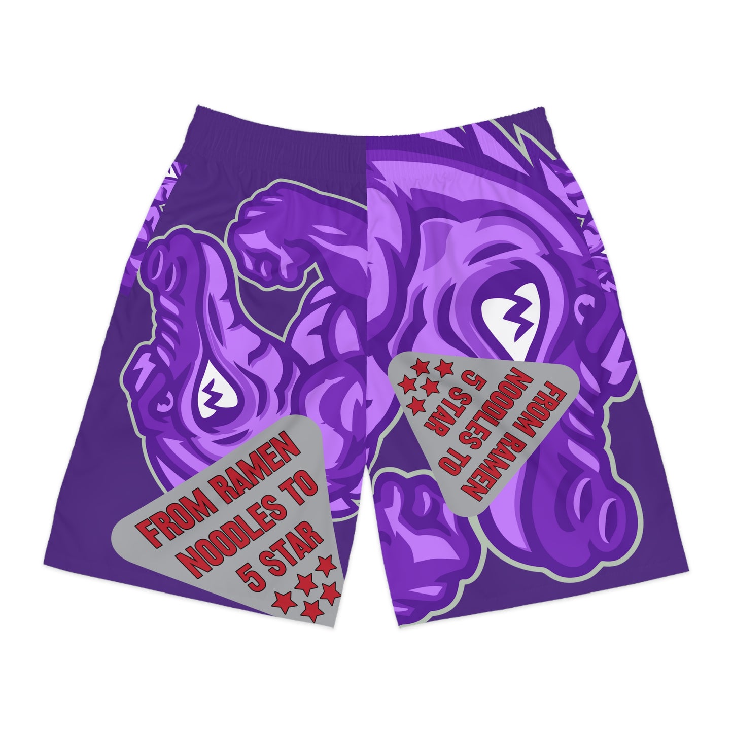 Purple Flawdawear Limited Edition OG Flawda Mane “From Ramen Noodles To 5 Star” Men’s Jogguz Playuz Shorts