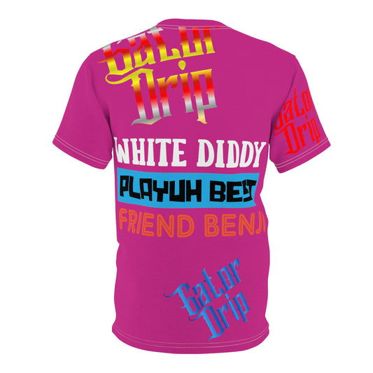 Pink Gator Drip Exclusive Supa-Heavy Excess-Stunna Flex Alligator Playuz Limited Edition OG Multi-Logo Rich Daddy “White Diddy Playuh Best Friend Benji" Unisex Cut & Sew Playuz Tee