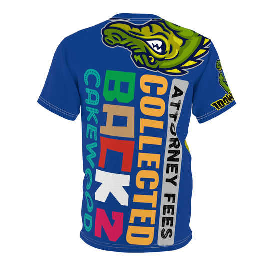 Dark Blue Flawdawear Limited Edition OG Rich Daddy “Attorney Fees Collected Back 2 Cakewood” Unisex Cut & Sew Playuz Tee