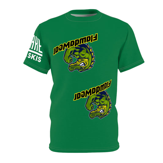 Dark Green Flawdawear Flawda Mane “On A Lake Wit Tha Skis” Limited Edition OG Unisex Cut & Sew Playuz Tee