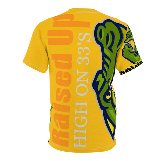 Yellow Flawdawear Limited Edition OG Flawda Mane “Raised Up High On 33’s” Unisex Cut & Sew Playuz Tee