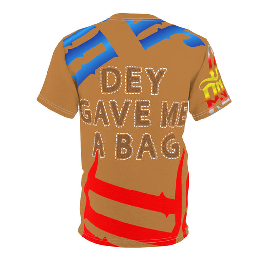 Light Brown Gator Drip Exclusive Supa-Heavy Excess-Stunna Flex Alligator Playuz Limited Edition OG Multi-Logo Rich Daddy “Dey Gave Me A Bag" Unisex Cut & Sew Playuz Tee